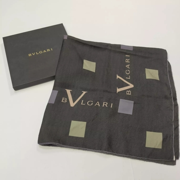Bvlgari Gray Multi Geo Print Silk Scarf With Box - Picture 7 of 12